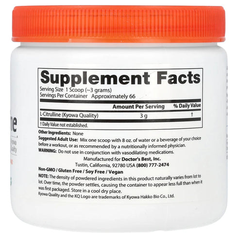 Image of L-Citrulline Powder 200g supplement facts